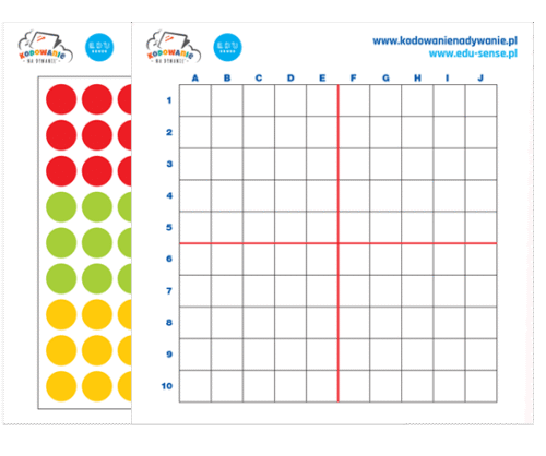 Dwustronna mata Kodowanie na dywanie 150x150cm - EduSense